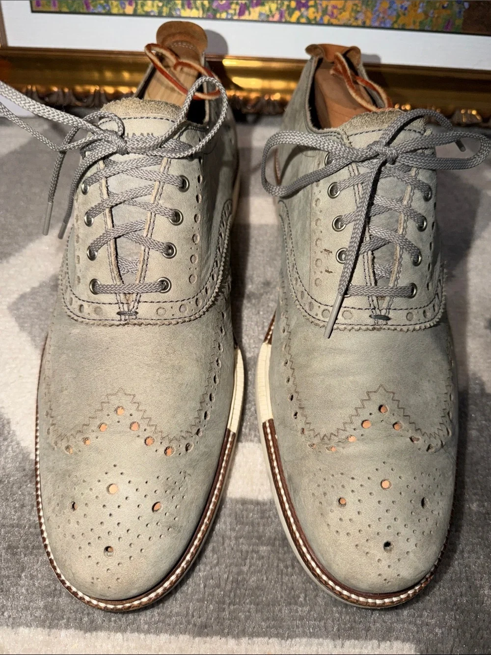 Men’s 11.5 Cole haan gray perforated suede oxfords